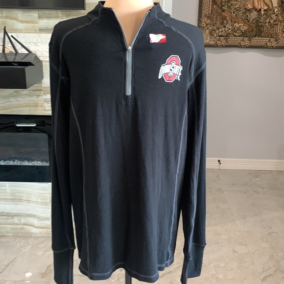 j. America Color Block Black Gray Trim Quarter Zip Pullover Ohio State. Size XL - Picture 2 of 5